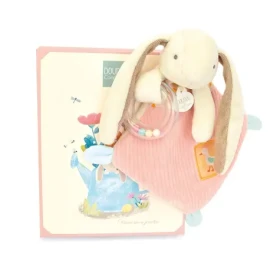 Doudou Darčeková sada ružová Zajačik Ciboulette s hrkálkou 21 cm