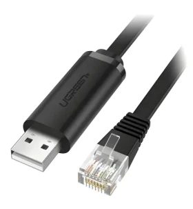Ugreen CM204 konzolový kábel USB - RJ45 čierna / Konzolový kábel / 3 m (60813)