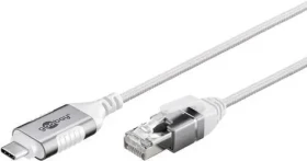 Goobay 74387 biela / Adaptérový kábel USB-C na RJ-45 / Cat.6 / 1 Gbit/s / 2 m (74387)