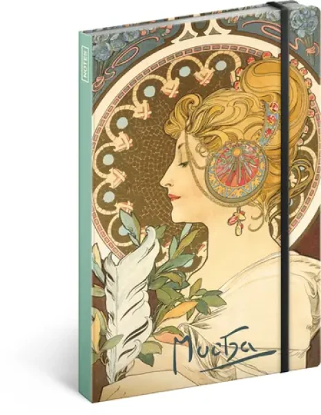 Presco Group Notes Alfons Mucha - Pero / nelinkovaný / 13 × 21 cm (A-4365)