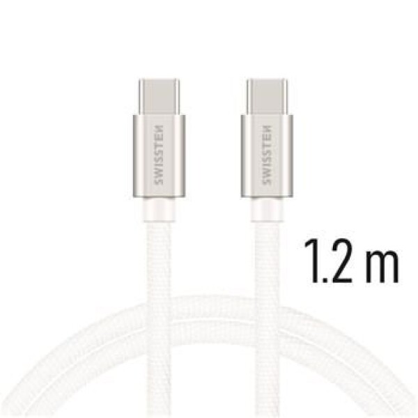 SWISSTEN TEXTILE dátový kábel USB-C - USB-C 1.2m strieborná (71527203)