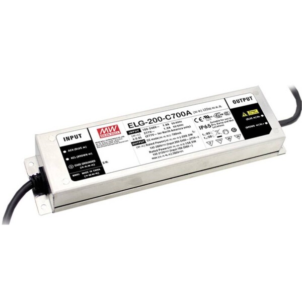 MEAN WELL ELG-200-C1400B-3Y LED driver konštantný prúd 198.9 W 1400 mA 71 - 142 V/DC stmievací funkcie 3v1, stmievateľný, montáž na nehorľavom povrchu,; ELG-200-C1400B-3Y