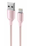 Swissten TEXTILE II dátový kábel USB - Lightning 1.5m ružová (71523311)