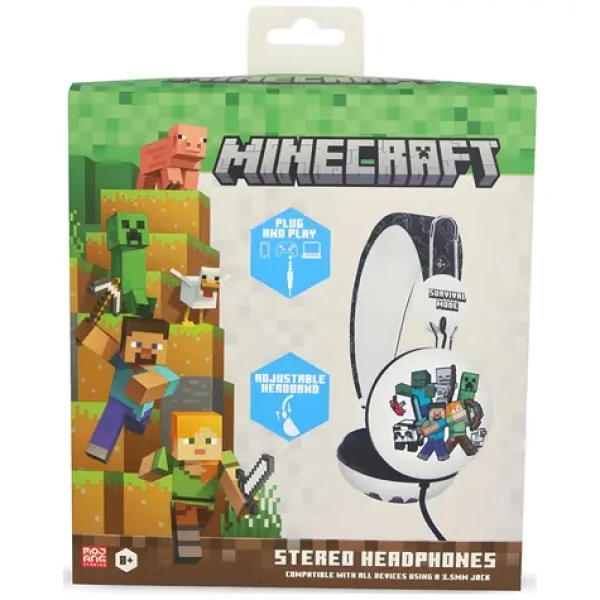 OTL Technologies Minecraft Teen biela / Slúchadlá / Cez hlavu / 3,5 mm Jack (MC1304)