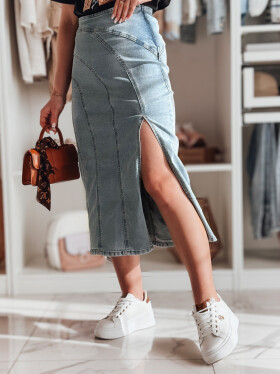 Džínsová midi sukňa s rozparkom MORETES modrá FashionStreet CY0481 S