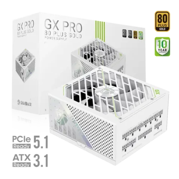 Gamemax GX PRO 1050G biela / Zdroj / ATX / 1050W / 80 PLUS Gold / Plne modulárne (GX PRO 1050G WH)