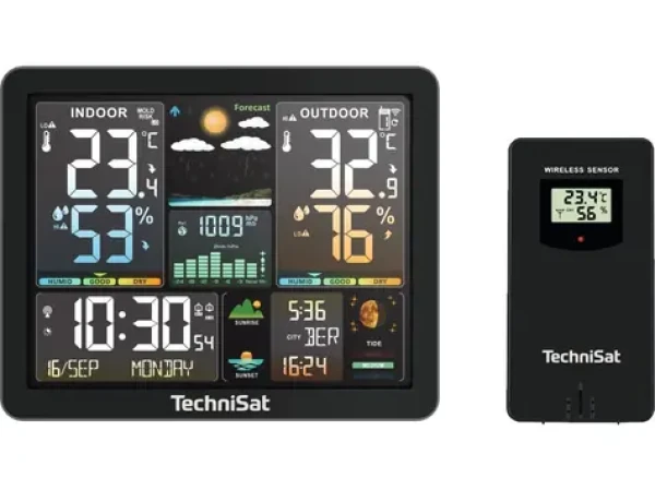 TechniSat iMETEO 500 čierna / Meteostanica / LCD displej / teplota / vlhkosť / 2x AA / 2x AAA (MET02I)