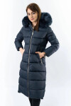 Tmavomodrá dlhá dámska zimná bunda s kapucňou (7688BIG) odstíny modré 54