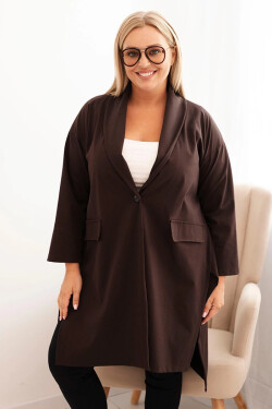 Dámske Plus veľkosť Punto Button-up obliečka s bavlnou Brown UNI