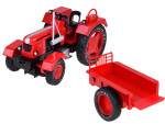 Mamido Červený kovový traktor s prívesom, otočné gumové kolesá 1:18 ZA5202