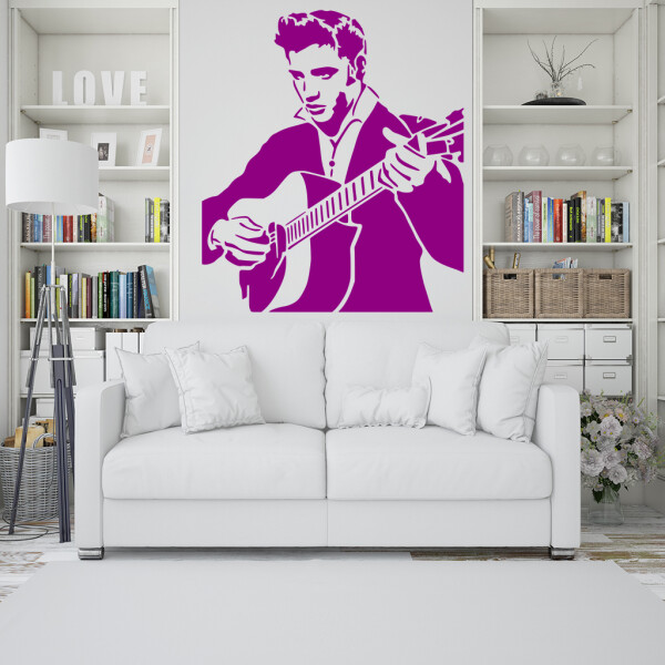 Veselá Stena Samolepka Elvis Presley Farba: fialová, Veľkosť: 80 x 76 cm
