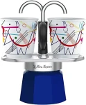 Bialetti MINI EXPRESS Set Kandinsky modrá / Sada: fontánová moka kanvička (90 ml) + 2x hrnček (Wassily Kandinsky) (8006363027663)