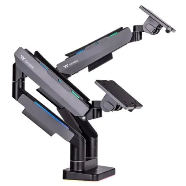 Thermaltake Dual RGB Gaming Monitor Arm sivá / stolné ramená pre monitory / 17-35" / nosnosť 20kg / VESA 75 + 100 (GEA-MSR-DMSBLK-01)
