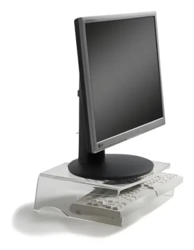 BakkerElkhuizen Q-Riser 100 transparentný / Podstavec pod monitor / výška 105 mm / nosnosť 10 kg / 10-30" (BNEQR100)