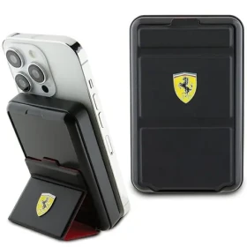 Ferrari Powerbank Metal Logo MagSafe čierna / Powerbanka / MagSafe / 10000 mAh / 15W / so stojanom (FEPB10MSPLEK)