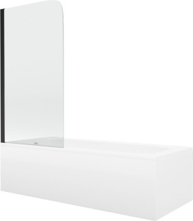 MEXEN/S - Vega obdĺžniková vaňa 180 x 80 cm s panelom + vaňová zástena 70, transparent, čierna 550118080X9007017000