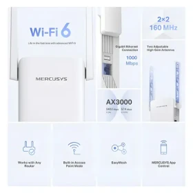 Mercusys ME80X AX1800 / Wi-Fi extender / Wi-Fi 6 / Dual-Band / 1x LAN / WPS (ME80X)
