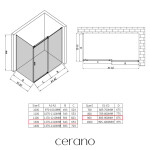 CERANO - Sprchovací kút Santoro - pravá - 6 mm - chróm, mliečne sklo - 130x90 - posuvný CER-665845