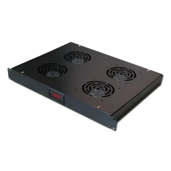 Xtendlan Ventilačná jednotka do 1U / Ventilačná jednotka / 4X ventilátor / Termostat / hĺbka 350 mm (SFAN1U4T-B-EK)