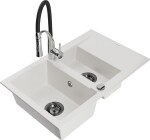 MEXEN/S MEXEN/S - Gaspar granitový drez 1.5 s odkvapkávačom vrátane batérie Aster, biela 6507-20-73450-07-B