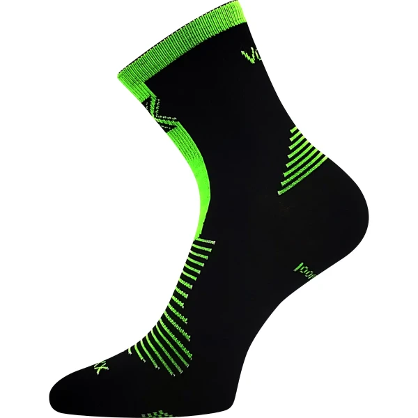 VOXX Ponožky slabé z merino WORALF s ionty stříbra ČERNÉ s neon zelenou (3 páry) 43-46 124784