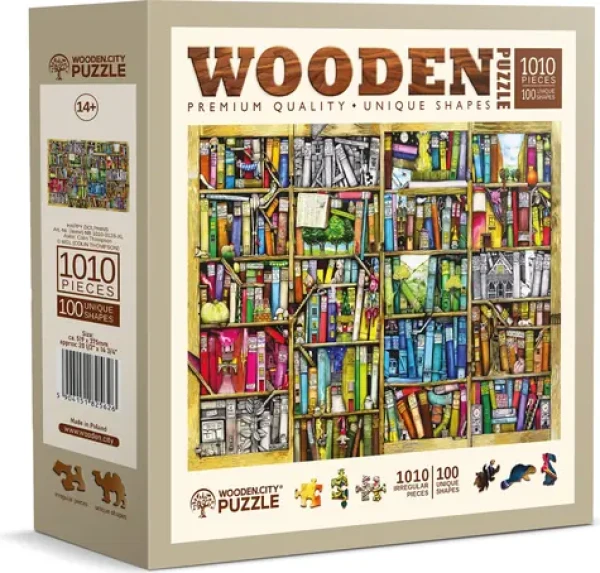 Wooden City Drevené puzzle Police s knihami 1010 dielikov