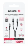 Swissten Nabíjací kábel 2v1 100W USB-C/USB-C + Lightning 1.5m čierna (72501202)