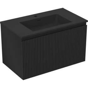MEXEN/S - Rivel kúpeľňová skrinka 80 cm s umývadlom Otis, 1 šuplík, reliéf, čierna mat 91A20-08047-1-BF71-W18M71