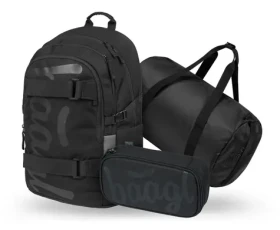 BAAGL SET 3 - Školský set Skate Uni čierna: batoh / peračník / športová taška (A-35384)