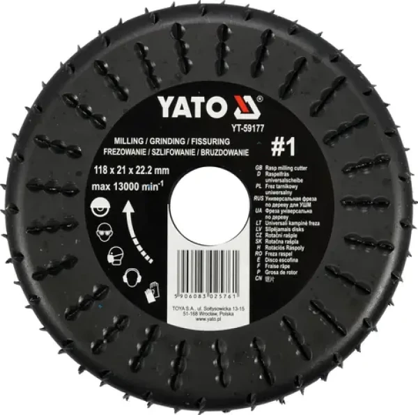 YATO Rotačná rašpľa frézovacia univerzálna 118 mm / Rašpľa / Upínací priemer 22,2 mm / Max. 13000 min-1 (YT-59177)