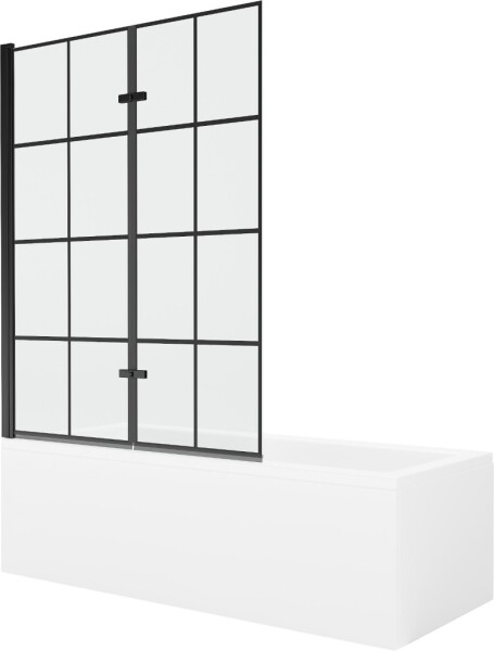 MEXEN/S - Cubik obdĺžniková vaňa 170 x 70 cm s panelom + vaňová zástena 120, čierna vzor 550317070X9212027077