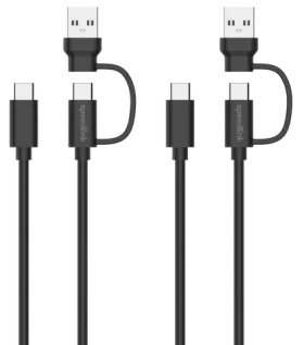Speed Link Stream / Sada nabíjacích káblov / USB-C a USB-A na USB-C (SL-460101-BK)
