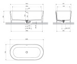 OMNIRES - OVO PZ+ voľne stojaca vaňa s prepadom 160 x 75 cm, biely lesk OVO160WWZPBP