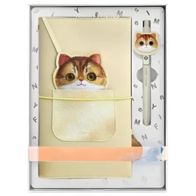 Nimmy Big Eyed Pet 2.0 Cat béžová / Zápisník s perom / 2v1 / motív mačka (N-XDY-SZB-05)