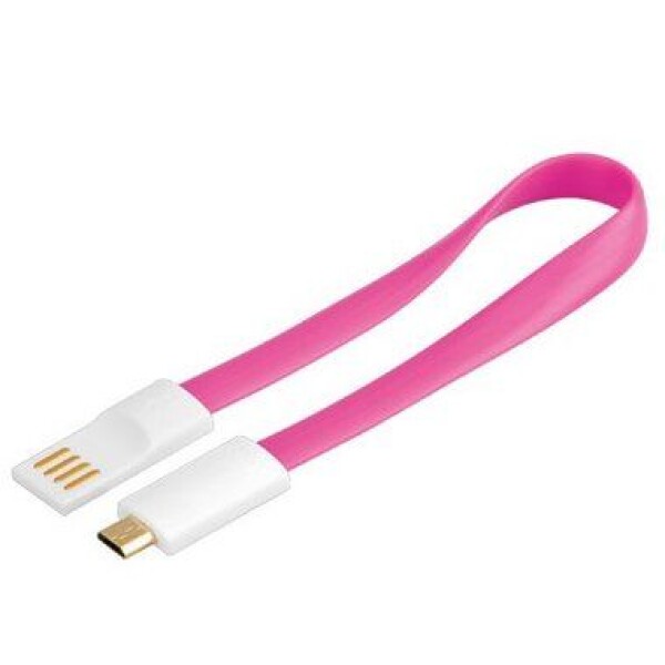 PremiumCord Kábel micro USB, AB 0,2m magnetický, farba ružová (8592220011581)