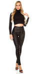 Sexy KouCla highw.leatherlook trousers with lacing black XL