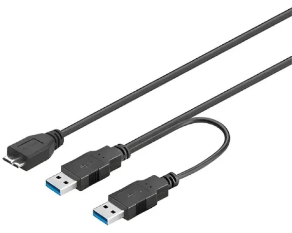 PremiumCord Kábel USB 3.0 napájací YA/M+A/M - Micro B/M / Kábel / 30 cm (ku3y01)