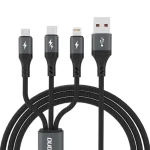 Dudao Dátový kábel L3E 3v1 / USB-C / MicroUSB / Lightning 60W / 1.2 m / čierna (181545)