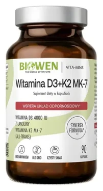 Biowen Vitamín D3 + K2 MK-7 / Výživový doplnok / 90 kapsúl