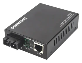 Intellinet Gigabit PoE+ / Konvertor médií / 1x RJ-45 / 1x SC Singlemode / 1000 Mbps / PoE+ 30W / 20 km (508209)