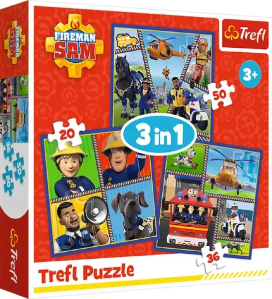 Trefl - Puzzle - Požiarnik Sam: Samov deň 3v1