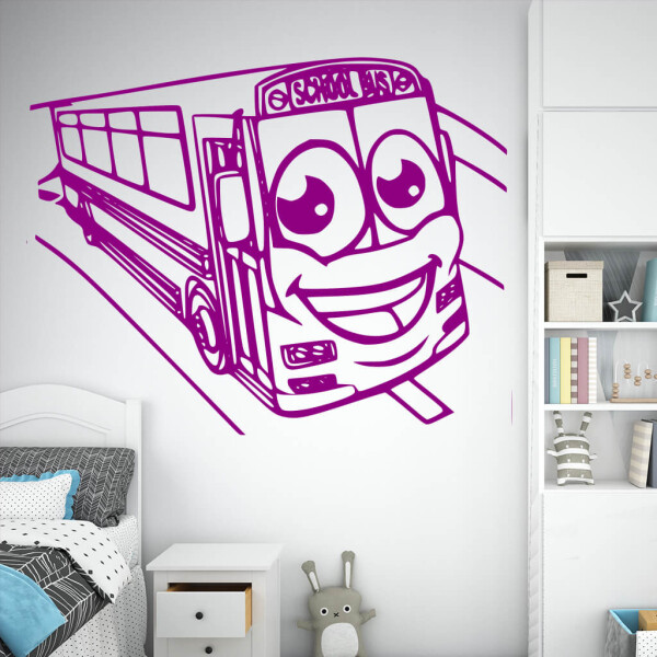 Veselá Stena Samolepka School bus Farba: fialová, Veľkosť: 60 x 48 cm