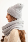 Dámska mäkká pletená súprava čiapky a šálu sivá UNI