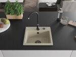 MEXEN/S MEXEN/S - Milo granitový drez 1 435 x 410 mm, béžová, + čierny sifón 6505441000-69-B