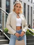 Dámska kožená bunda TY5659 cream - FashionStreet XL