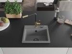 MEXEN/S MEXEN/S - Milo granitový drez 1-miska vrátane batérie Flora, šedá 6505-71-670401-57-B