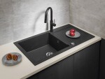 SAPHO SAPHO - Drez granitový zabudovateľný s odkvapom, 97x50cm, čierny GR1614