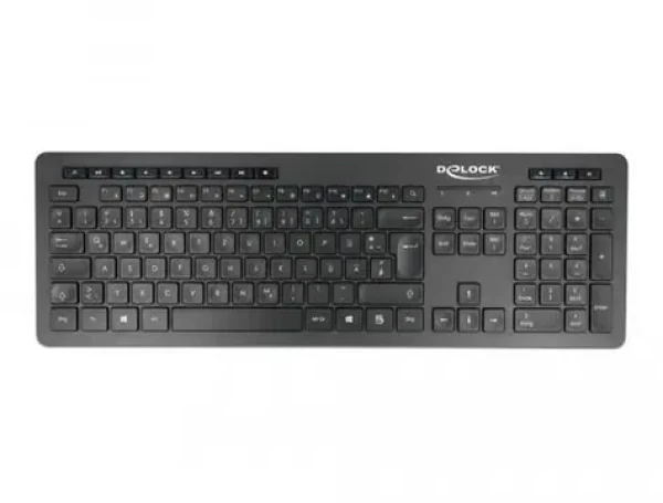 DeLock čierna / Klávesnica / Bezdrôtová 2,4 GHz / QWERTZ / DE / Tichá (12004)