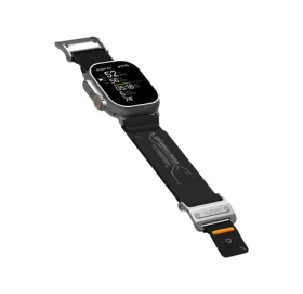 Aulumu A11 Mag Buckle Slim remienok pre Apple Watch, strieborná spona, čierny opasok (6975941662188)