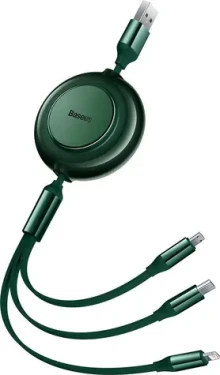 Baseus CAMJ010006 Kábel USB-A (M) - Micro-USB (M) amp; USB-C (M) amp; Lightning (M) 1.1 m zelená (CAMJ010006)